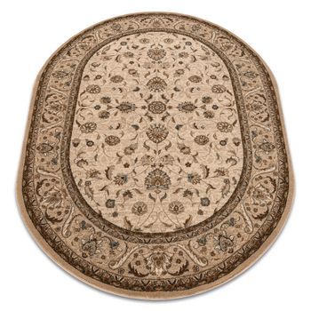 Alfombra De Lana Omega Oval Aries Flores Perla 170x235 Cm
