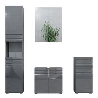 conjunto de muebles de bano fredd antracita alto brillo 4 piezas vicco