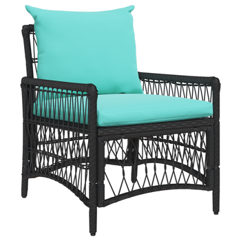 Sillón De Jardín Con Cojines Negro 60x70x78 Cm Ratán Sintético Cfw651148