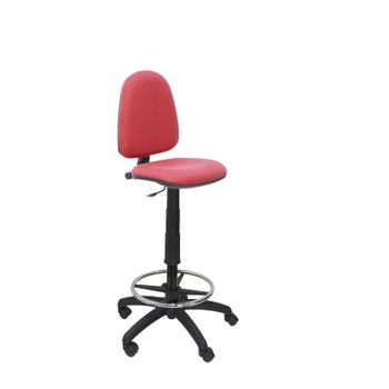 Taburete Ergonómico Con Mecanismo De Contacto Permanente, Regulable En Altura Y Aro Reposapiés  Asiento Y Respaldo Tapizados En Tejido Bali Color Granate Piqueras Y Crespo Modelo T04cp