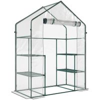 outsunny invernadero de jardin con 4 estantes 1 puerta con cremallera para cultivo de plantas flores 142x73x195 cm verde   aosom espana