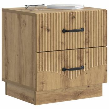 Mesita De Noche | Armario De Noche | Mesa De Noche Con Cajón Roble Artesanal 43 X 34,5 X 44,5 Cm