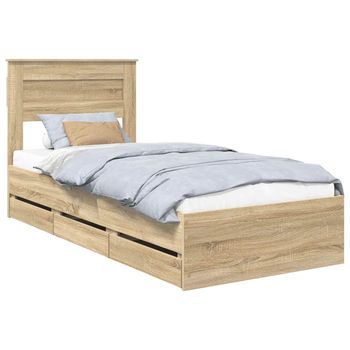 Estructura De Cama Roble Sonoma 75 X 190 Cm Madera Ingenieril Vidaxl