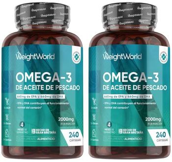 WeightWorld Omega 3 Aceite de Pescado 2000mg 2x240 Perlas