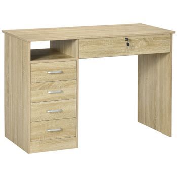 Escritorio De Oficina Blanco De Tablero De Partículas, Homcom, 110 X 50 X 76 Cm – Blanco