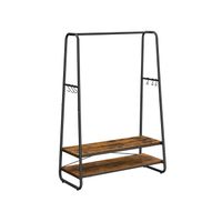perchero burro recibidor con estantes ganchos en forma de s marco de acero marron rustico  negro  100a cm