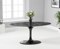 brighton 160cm marble oval black dining table