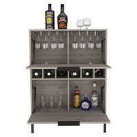 mueble bar lyrata en melamina con botellero para vinos portacopas y 4 estantes