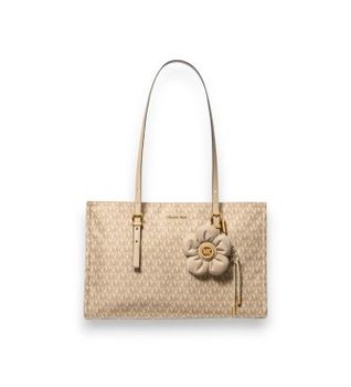 Michael Kors para mujer. 30T6A6ZT8C Bolso Tote mediano con cremallera y charm beige (OSFA), Casual, Poliéster Reciclado