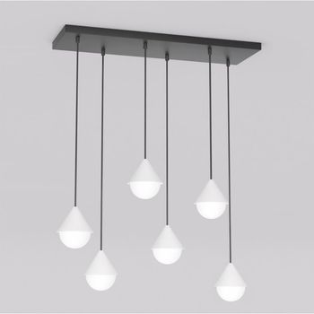 Lámpara colgante peka negro+blanco (6 luces)