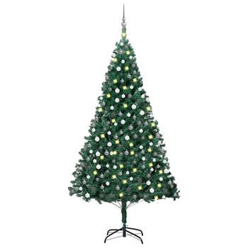 Árbol De Navidad Preiluminado Con Luces Y Bolas Verde 240 Cm Vidaxl