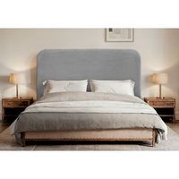 dhome cabecero gris curvo tapizado en pana 135cm con altura 70cm para pared acustico absorbente cabezal cama dormitorio gris 135cm