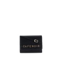 cartera efecto piel con solapa letras y hebilla black