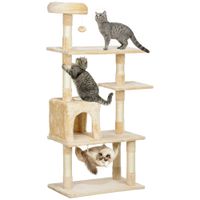 pawhut arbol rascador gatos grande 70x40x152 cm multiples plataformas juguete colgante cueva hamaca postes rascadores para gatos   aosom espana