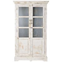 vitrina de mango macizo blanco envejecido con 2 puertas