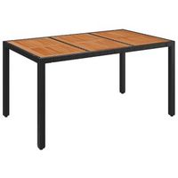 mesa de jardinrmesa para exterioresrmesa de patio superficie de madera ratan pe negro 150x90x75 cm