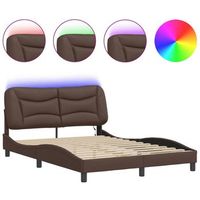 estructura de cama con led sin colchon hvar marron 140x190 cm vidaxl