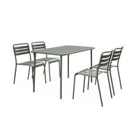 set mesa de jardin bistro de acero con 4 sillas 120cm verde kaki