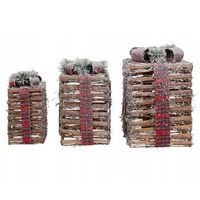 wellhome decoracion navidena r juego de 3 cajas de regalos con luces led