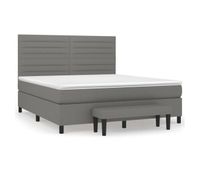 cama box spring con colchon tela gris oscuro 160x200 cm rayas horizontales