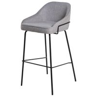 elegante taburete alto tapizado en gris claro