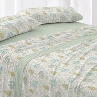 juego de sabanas 50 algodon floral cama de 135 cm - menta - burrito blanco