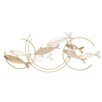 Panel Decorativo Peces 3d De Metal Multicolor 142,9x5x61,6 Cm