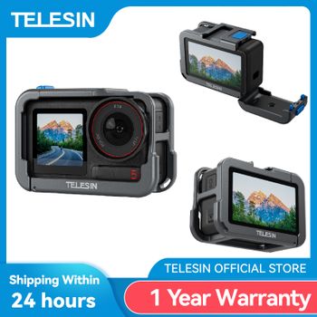 TELESIN-funda con marco de aleación de aluminio para DJI OSMO Action 3 4 5Pro, carcasa protectora de zapato de doble clod para DJI Action 3 4 5pro