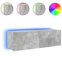 mueble de tv de pared con luces led gris hormigon 100x35x31 cm vidaxl