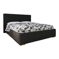 cama florence 100 doble negro cuero ecologico somieres 178x216x105cm