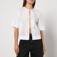 ganni broderie anglaise cotton blouse - eu 38uk 10