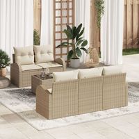 juego de sofa de jardin de 6 piezas con cojines beige ratan polimerico v5074 unico  beige
