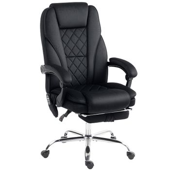 Vinsetto Sillón de oficina con masaje y calefacción altura regulable respaldo reclinable mando reposapiés retráctil negro