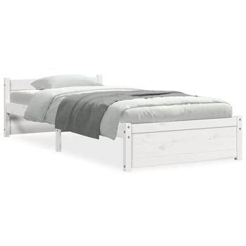 Estructura De Cama Sin Colchón Madera Maciza Blanco 100x200 Cm Vidaxl