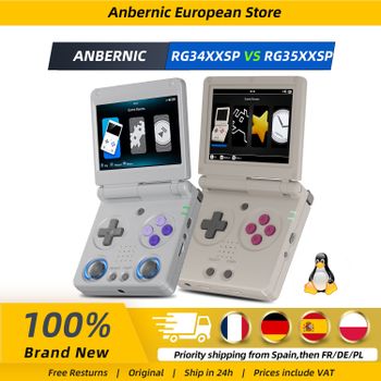 Consola de Juegos Portátil Anbernic RG34XXSP RG35XXSP con Pantalla IPS, Linux de 64 bits, Reproductor de Videojuegos Retro, Más de 5000 Juegos, Compatible con Salida HD a TV