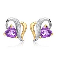 14 quilates pendientes de oro amarillo 2 amatistas 0458 ct
