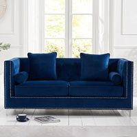 new york blue velvet 3 seater sofa