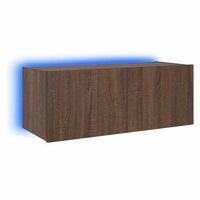 mueble tv de pared  mueble de salon  armario tv con luces led marron roble 80x35x31 cm