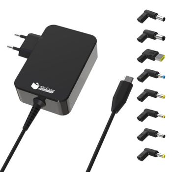 PcCom Essential Cargador Universal 90W USB-C 8 Adaptadores para Portátil