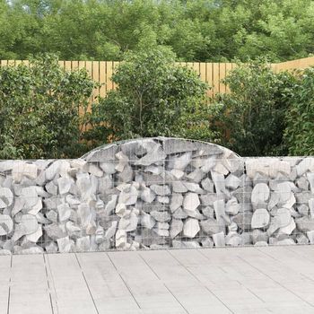 Cestas De Gaviones 2 Piezas | Gavión Para Piedras | Gavión Decorativo Forma De Arco Hierro 300x30x80/100 Cm Cfw239045
