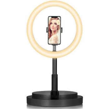 Aro De Luz con Tripode Plegable, Anillo De Luz LED 11.4'' para Movil con 3 Efectos de Iluminación y 10 Brillo Ajustable, Se Pueden Usar para Disparos TikTok/Twich Live etc.