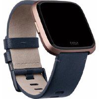 fitbit versa leather band - blue large blue