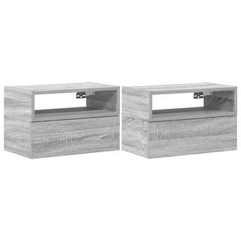 Mesitas De Noche De Pared 2 Uds Gris Sonoma 45x26x28,5 Cm Vidaxl
