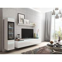 conjunto de muebles de salon vera i juego de muebles de salon mueble de television con iluminacion led color blancoblanco brillo
