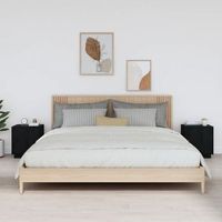 set de 2 mesitas de noche - mueble de dormitorio - madera de pino - negro 40x34x45cm