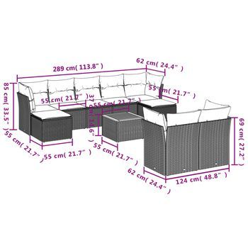 Conjunto De Sofás Para Patio Exterior (incluye Cojines, Combinación De 10 Piezas).