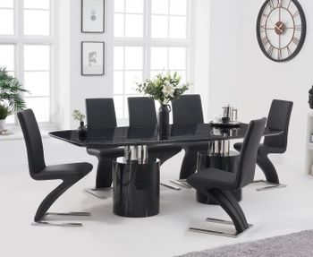 Antonio 180cm Black Marble Dining Table With Hampstead Z Chairs - Grey, 4 Chairs