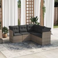 conjunto de sofas jardin con cojines 5 uds  mueble jardin mesa y sillas ratan sintetico gris cfw304319