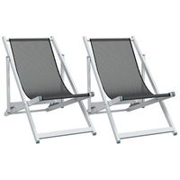 pack 2 uds sillon de playa sillas de playa plegables aluminio y textilene gris