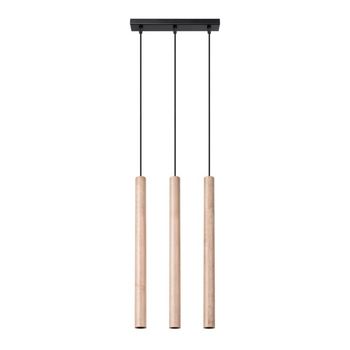 Lámpara colgante vacu 3 luces, madera natural
